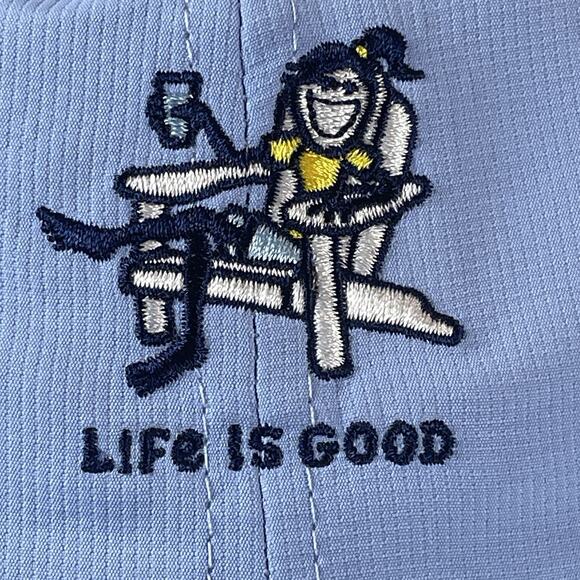 LIFE IS GOOD Blue Adjustable Relax Vacation Adirondack Logo Baseball Cap Hat OS - Picture 5 of 7